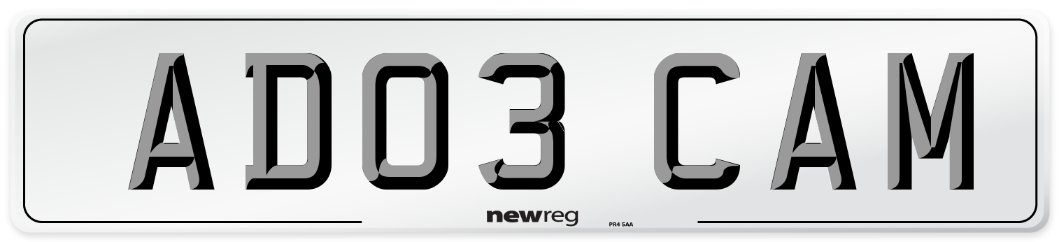 AD03 CAM Number Plate from New Reg